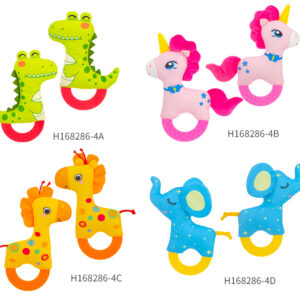 Newborn baby grasping training - holding a rattling toy with hands