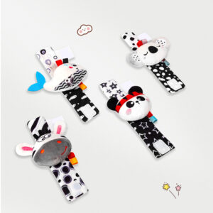 Newborn baby black and white cartoon animal wristwatch for wearing on the wrist