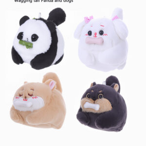 Wagging Tail Panda & Dogs Plush Toy