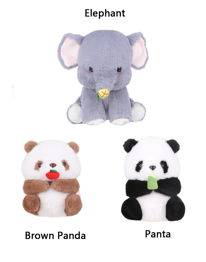 Foodie Animals Plush Toy - Elephant & Panda