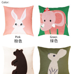 Animal Embroidered Throw Pillow