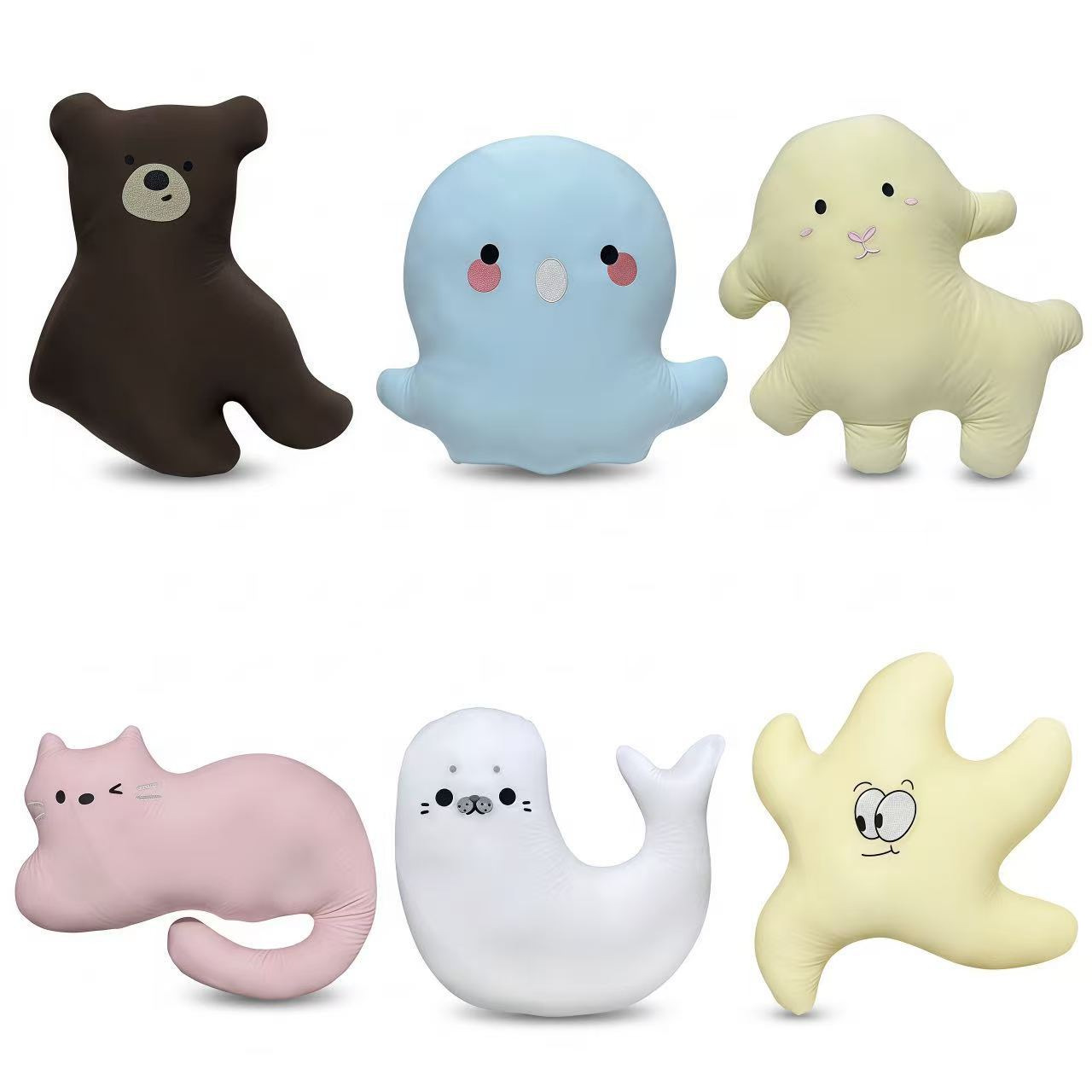 Plush animal nap pillows set - bear, sheep, starfish stuffed cushions wholesale