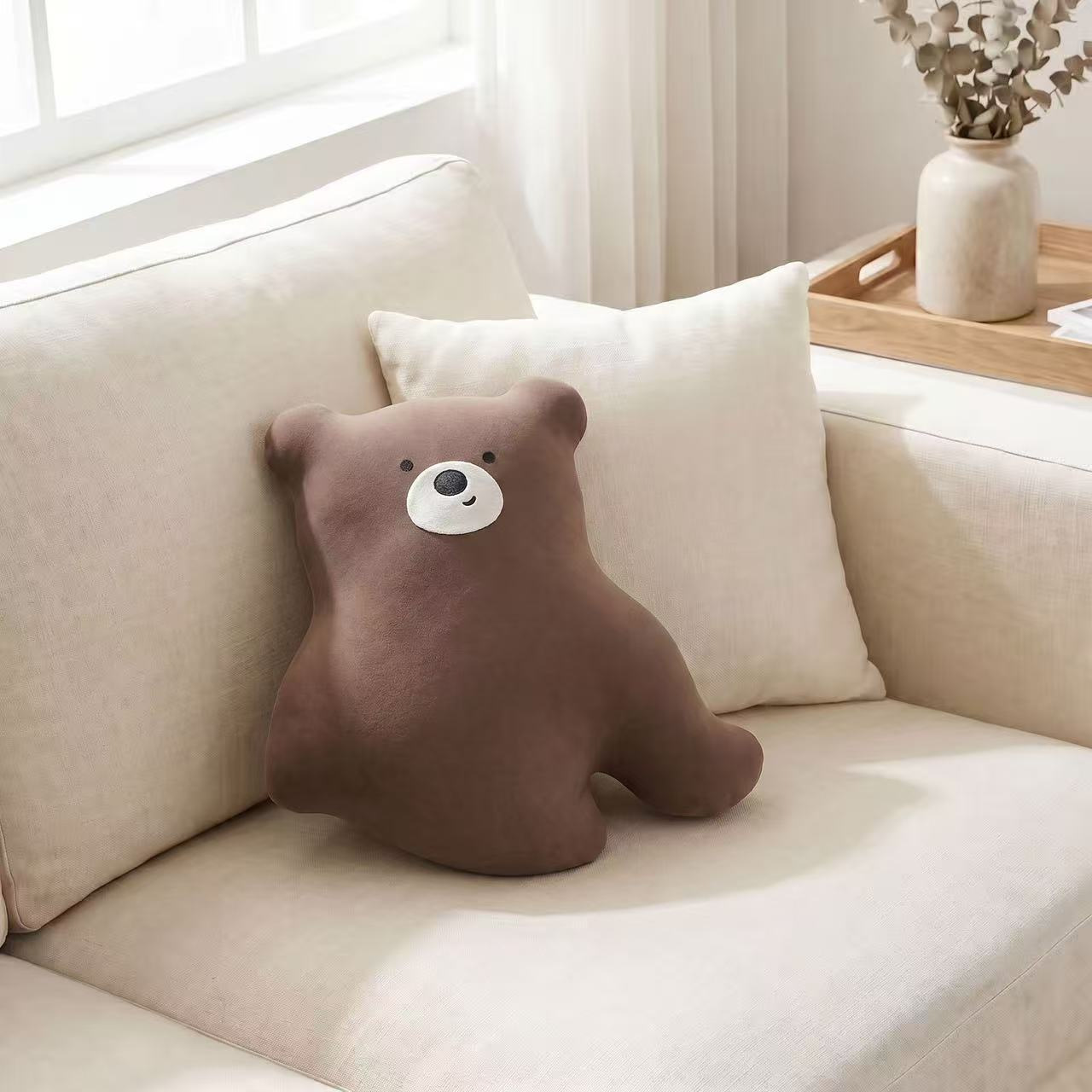 Bear plush nap throw pillow - custom stuffed animal cushion 36x43cm