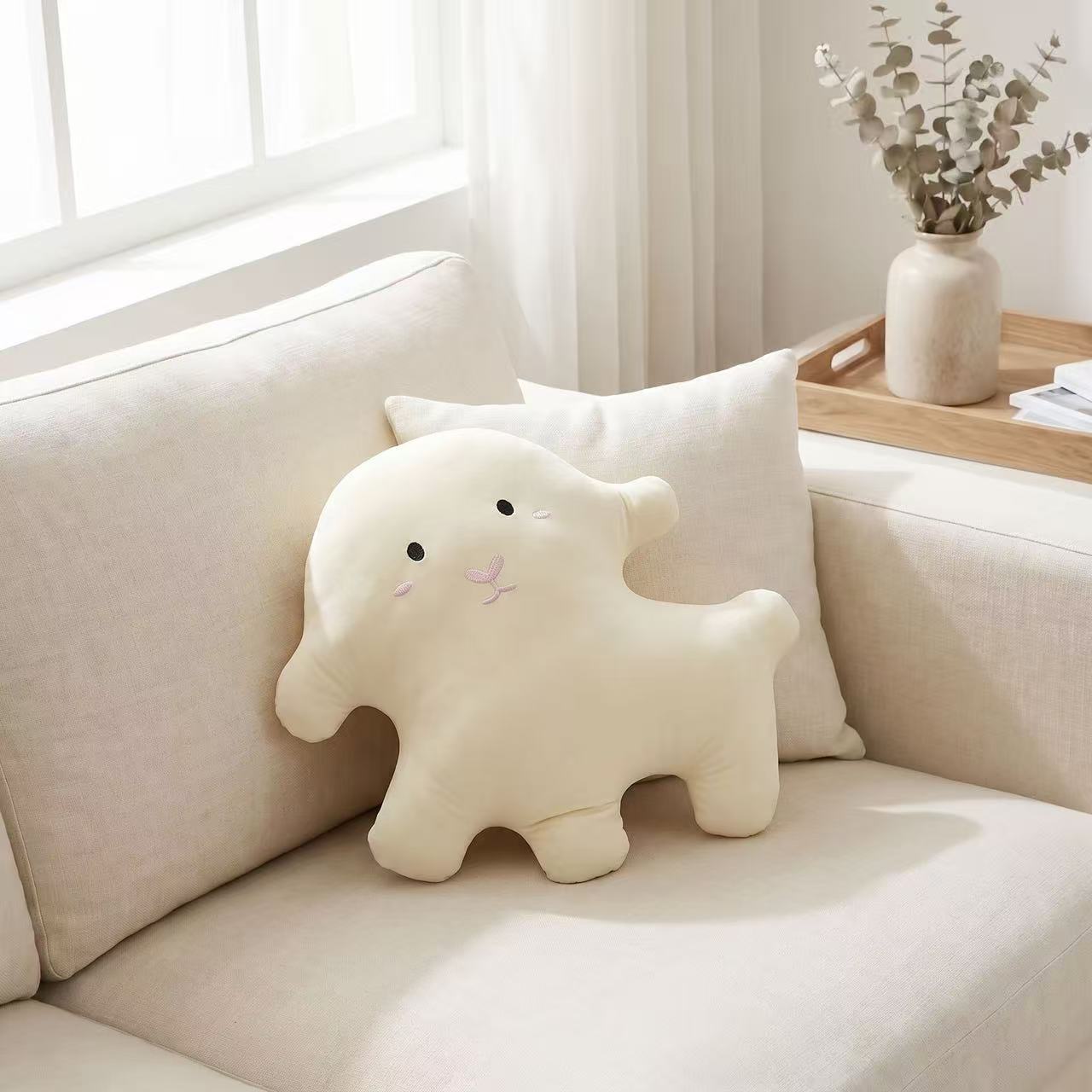 Sheep plush nap throw pillow - soft stuffed animal cushion 40x37cm