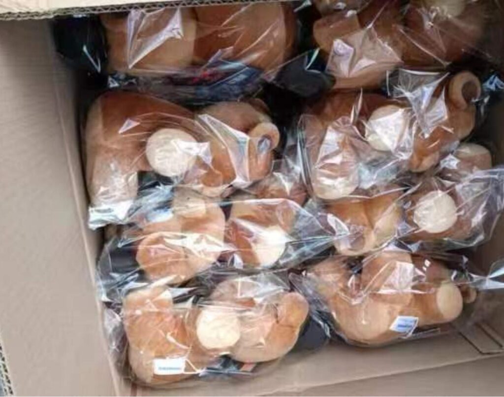 Finished plush toys poly-bagged and packed for export