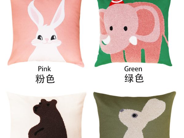 Animal Embroidered Throw Pillow